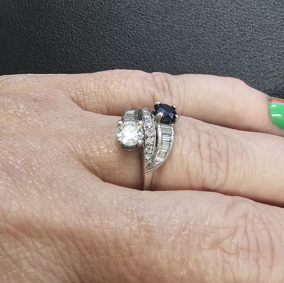 1930\'s Art Deco Diamond and Sapphire Ring